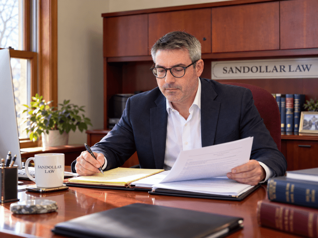 Alan Harrison working in the Sandollar office.