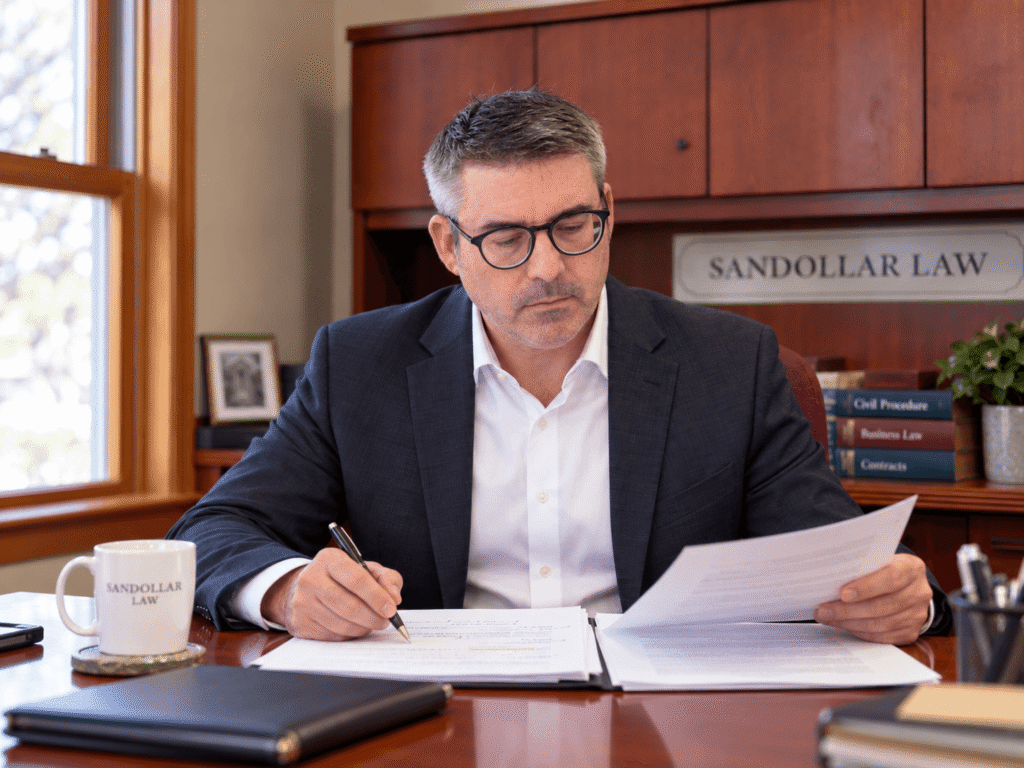 Alan Harrison working in the Sandollar office.