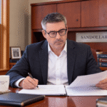 Alan Harrison working in the Sandollar office.